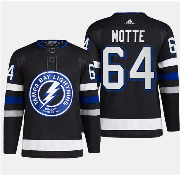 Mens Tampa Bay Lightning #64 Tyler Motte Black 2024 Stadium Series Stitched Jersey Dzhi->->NHL Jersey
